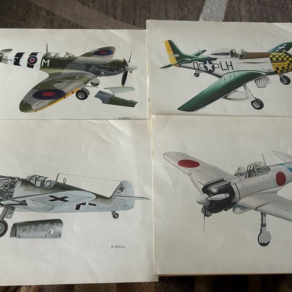 6 Prints of fighter planes of World War II 1979 - Picture 1 of 3